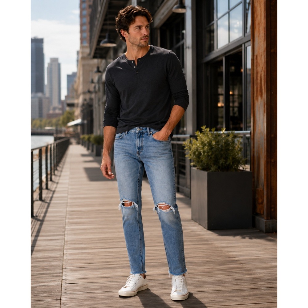 Rag & Bone Fit 1 Extra Slim Distressed Ripped Knee Jeans Light Wash Men's 32